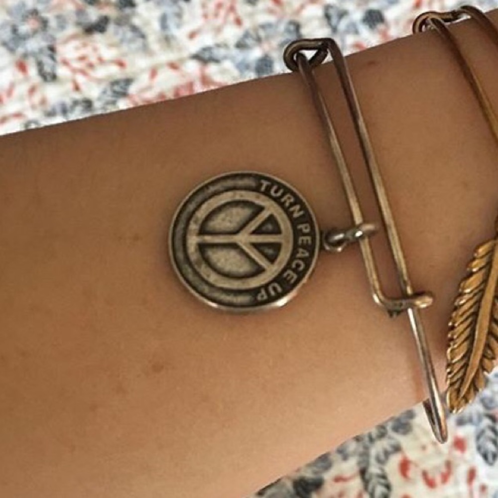Alex and Ani silver peace sign bracelet